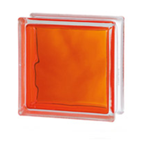 Ladrillo de vidrio 19x19x8cm modelo  Nube color intenso  Naranja