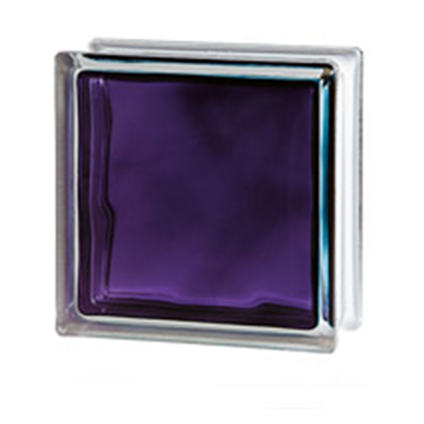 Ladrillo de vidrio 19x19x8cm modelo  Nube color intenso  Violeta