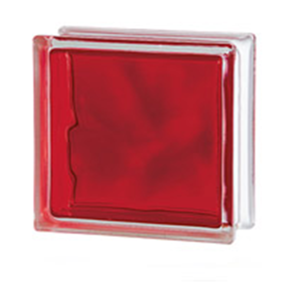 Ladrillo de vidrio 19x19x8cm modelo  Nube color intenso  Rojo (copia)